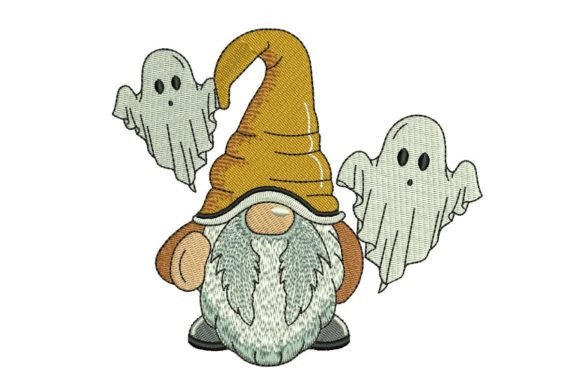 Gnome with Ghost Embroidery Design