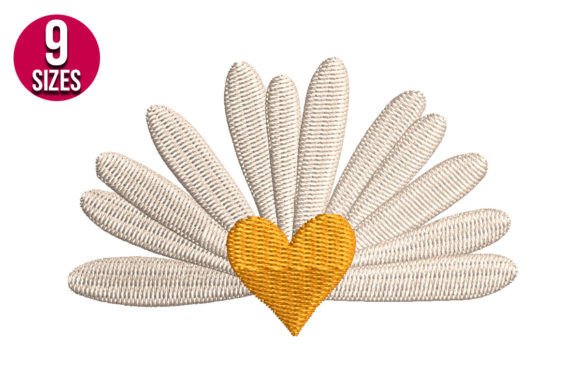 Half Daisy Flower with Heart